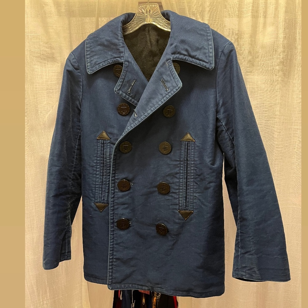 Buzz Rickson’s Sugar Cane Blue Cotton Pea Coat Size 36